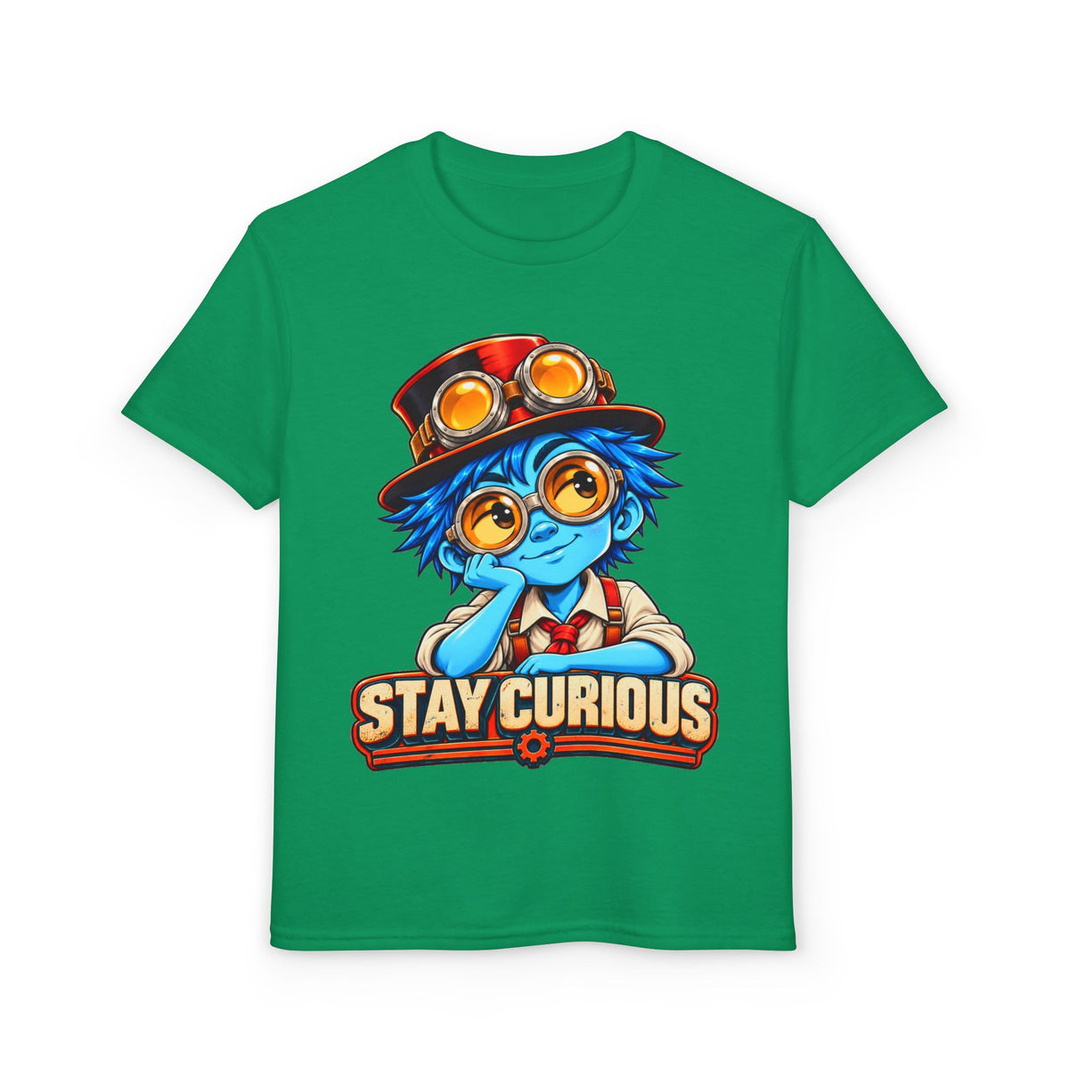 Stay Curious Kids T‑Shirt — Cute Steampunk Explorer Youth Tee