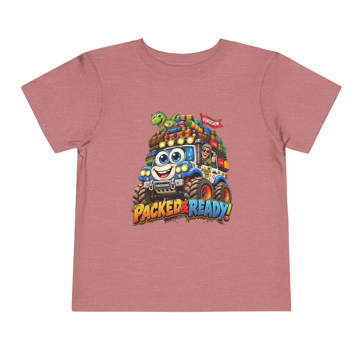 Toddler Tee — 'Packed & Ready' Cartoon Monster Truck Travel Shirt