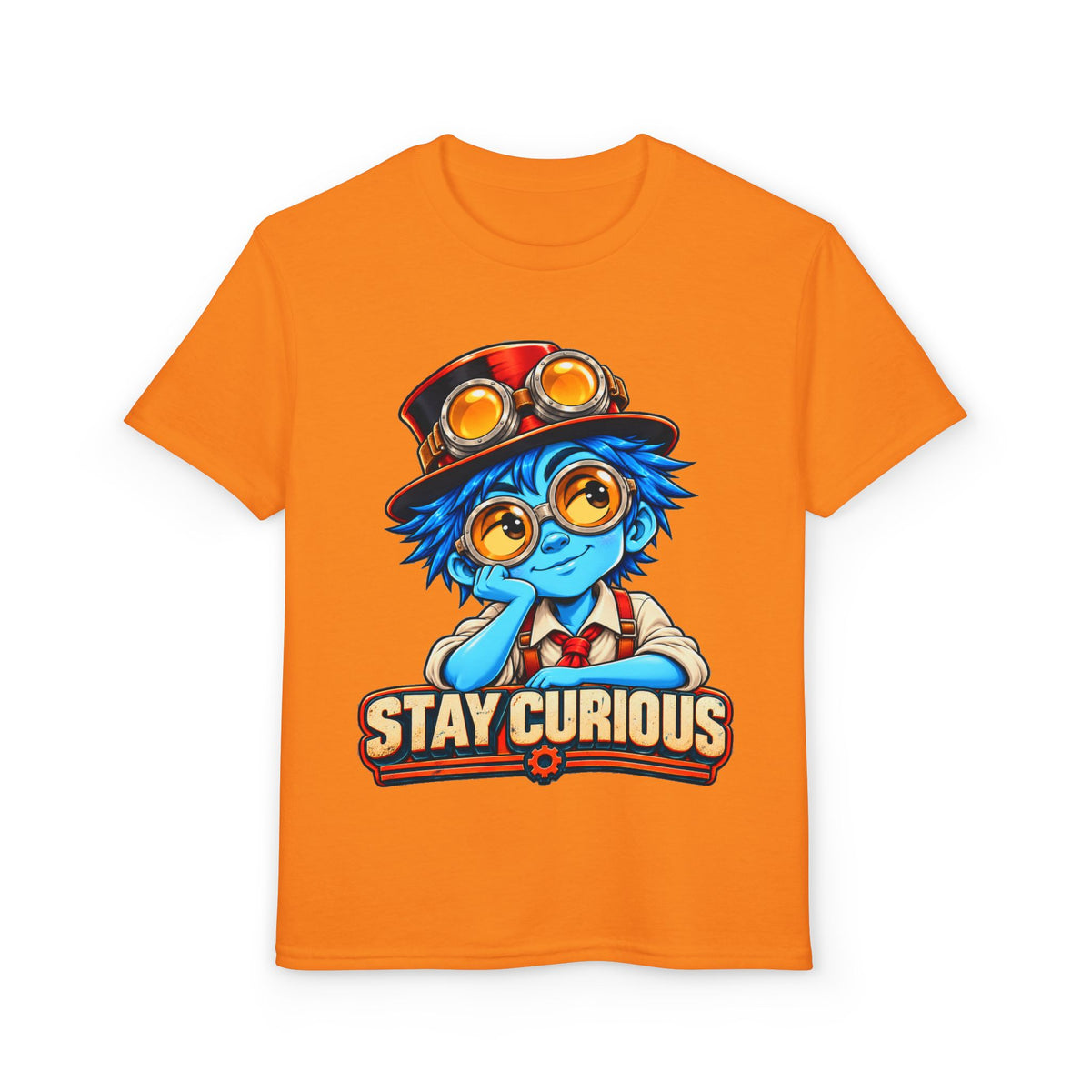 Stay Curious Kids T‑Shirt — Cute Steampunk Explorer Youth Tee