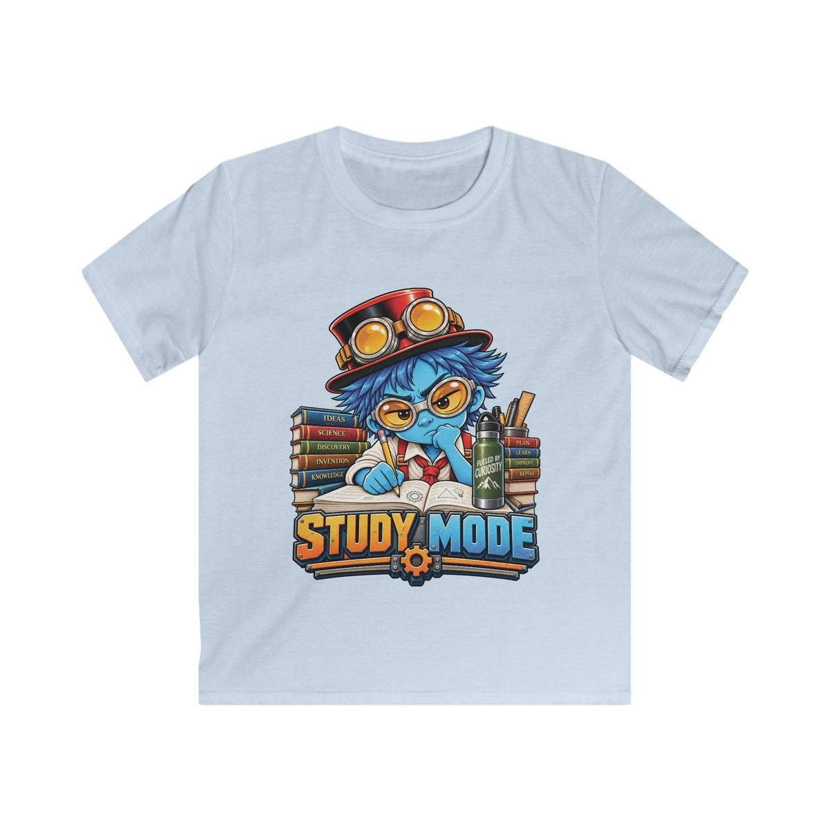 Kids "Study Mode" Tee – Cute Scholarly Steampunk Student Graphic Shirt