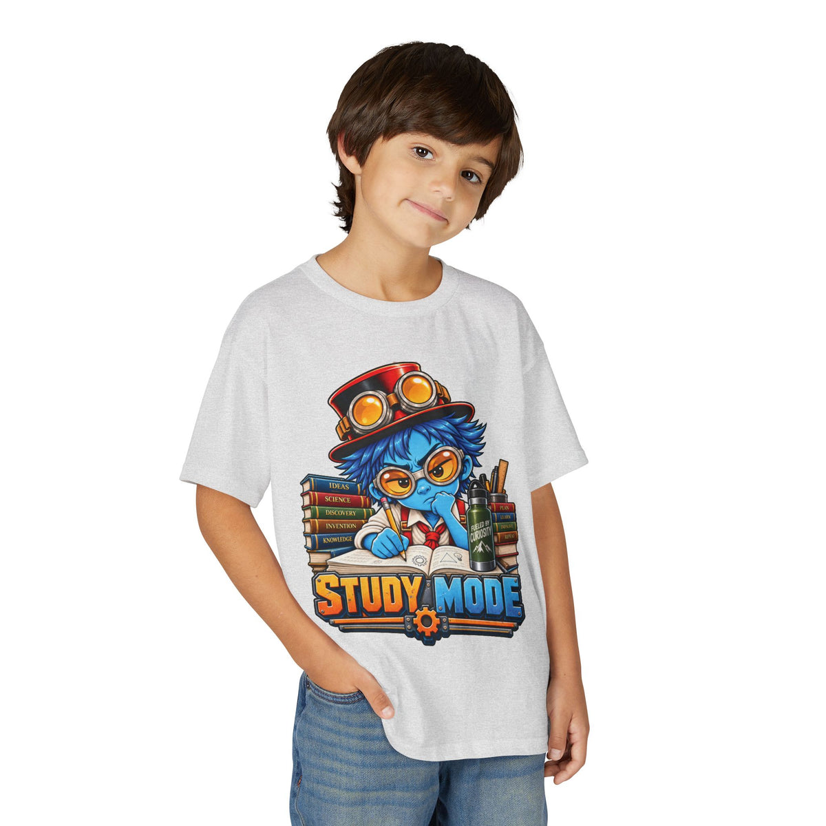 Youth "Study Mode" T-Shirt — Cute Steampunk Student Graphic Tee