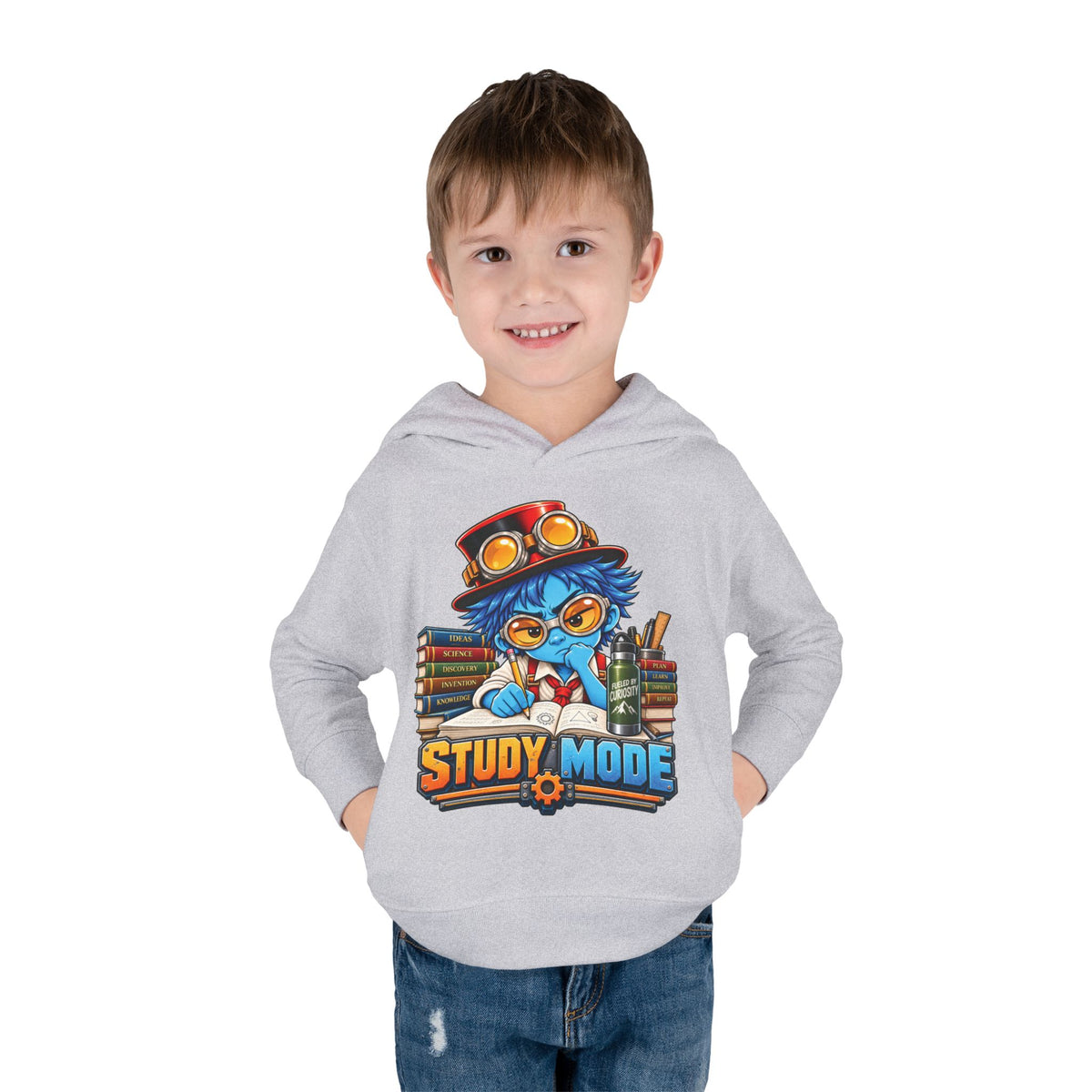 Toddler Hoodie - 'Study Mode' Cute Steampunk Student Graphic Pullover