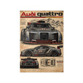 Audi Quattro Concept Racing Car Photopaper Poster | Retro Blueprint Automotive Print