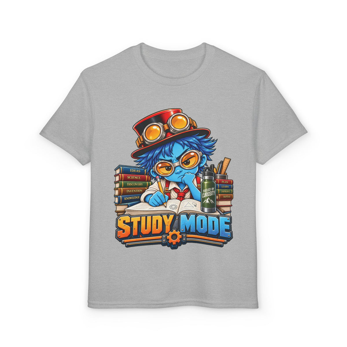 Youth "Study Mode" T-Shirt — Cute Steampunk Student Graphic Tee