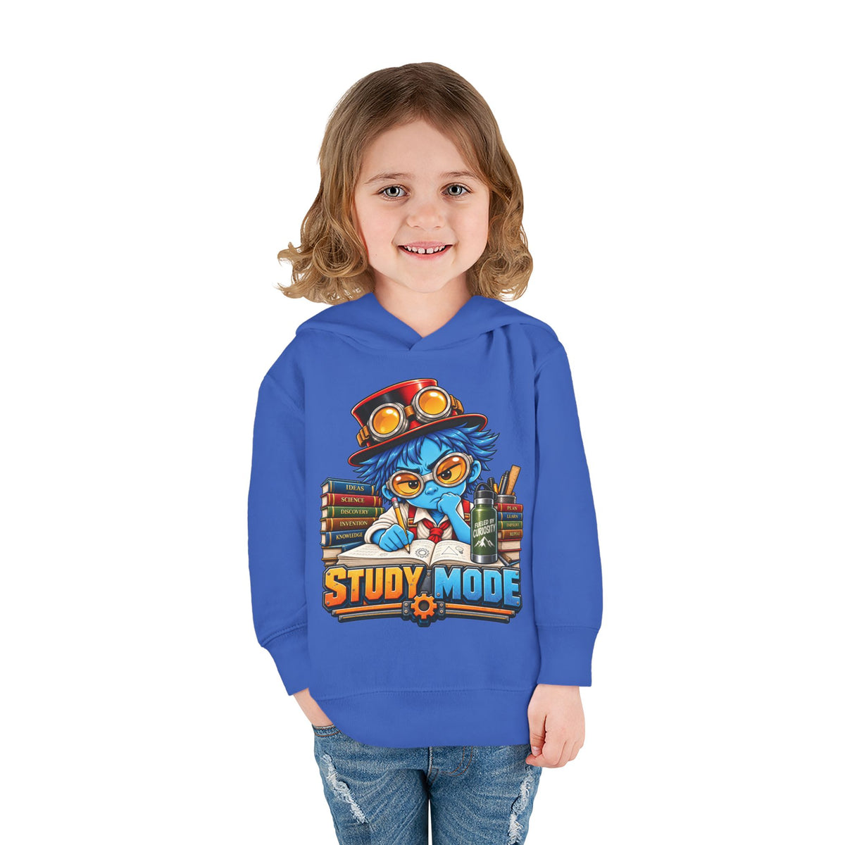Toddler Hoodie - 'Study Mode' Cute Steampunk Student Graphic Pullover