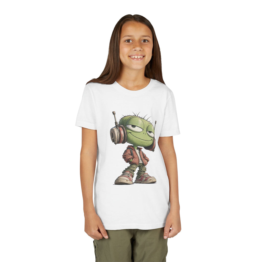 Youth Tee — Cool Green Dude with Headphones Graphic