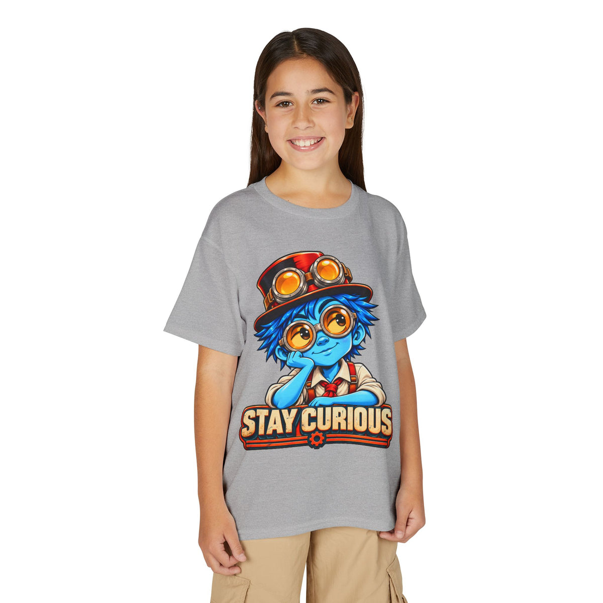 Stay Curious Kids T‑Shirt — Cute Steampunk Explorer Youth Tee