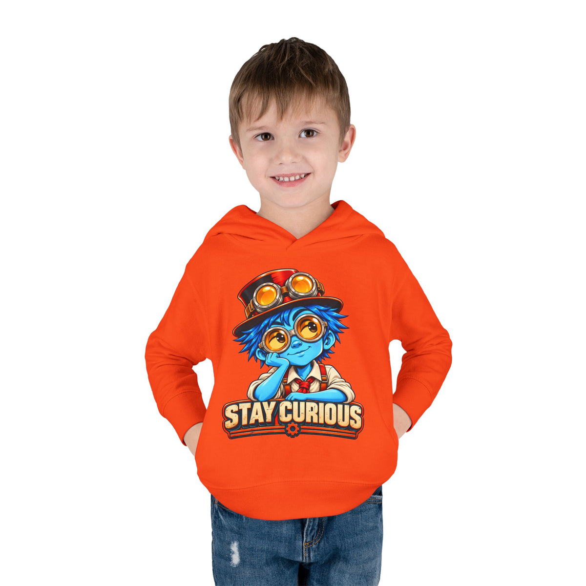 Toddler Hoodie — "Stay Curious" Blue Explorer Pullover