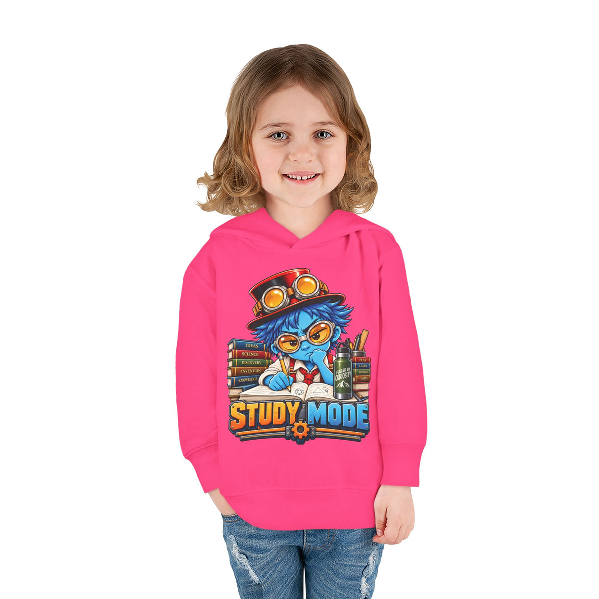 Toddler Hoodie - 'Study Mode' Cute Steampunk Student Graphic Pullover