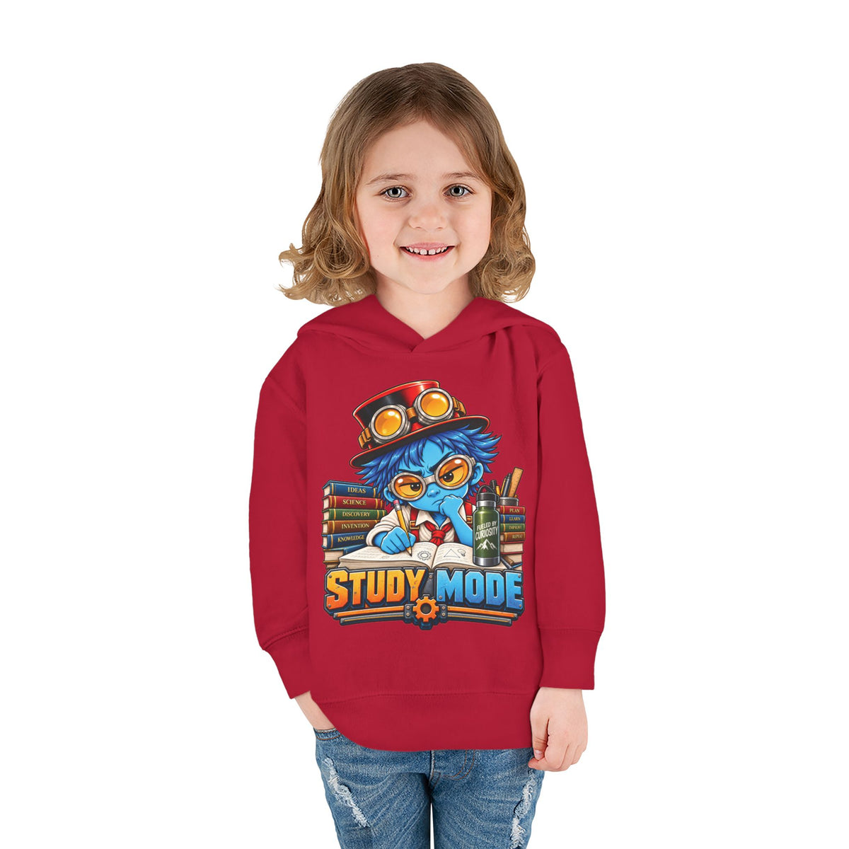 Toddler Hoodie - 'Study Mode' Cute Steampunk Student Graphic Pullover