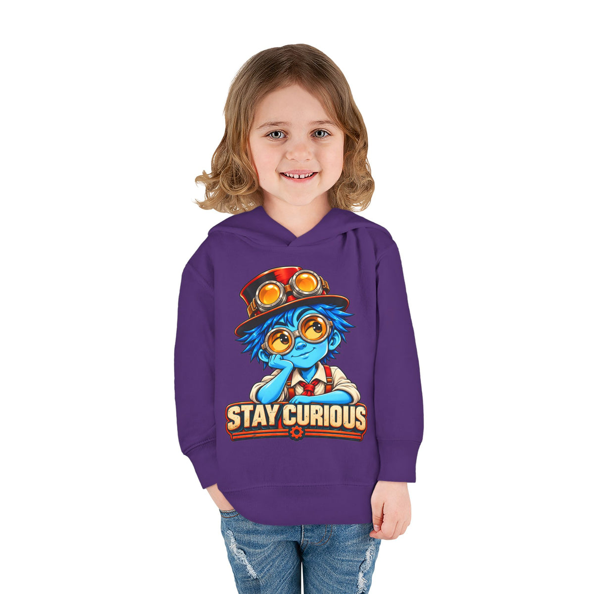 Toddler Hoodie — "Stay Curious" Blue Explorer Pullover