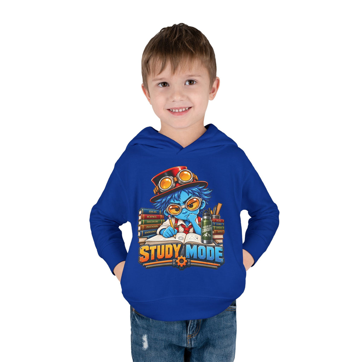 Toddler Hoodie - 'Study Mode' Cute Steampunk Student Graphic Pullover