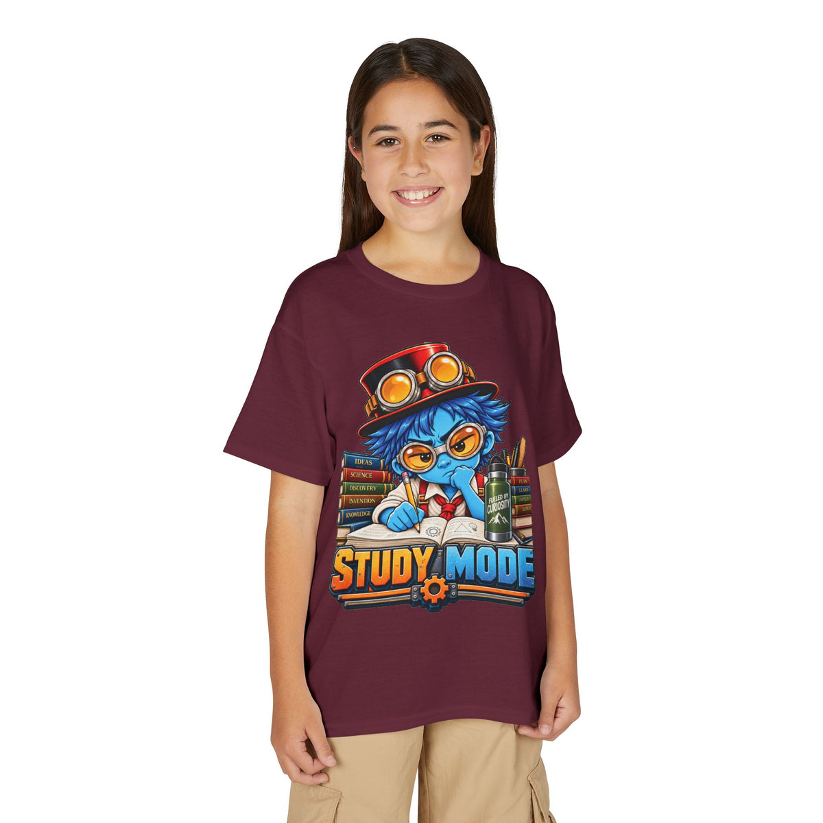 Youth "Study Mode" T-Shirt — Cute Steampunk Student Graphic Tee