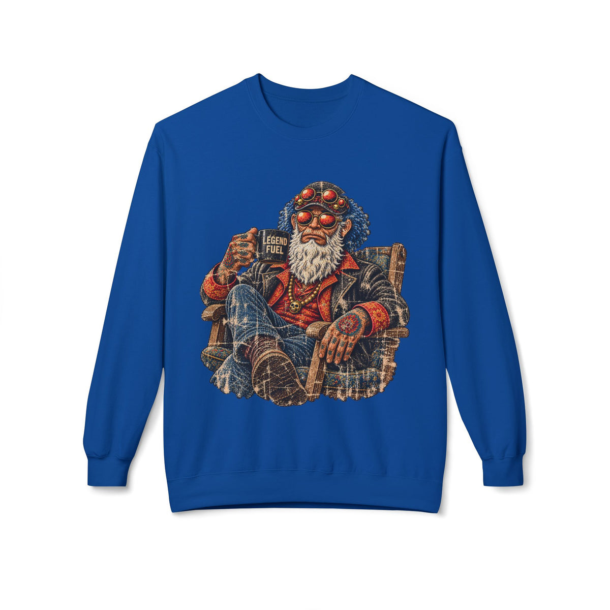 Cool Dude Enjoying Coffee Midweight Softstyle Fleece Crewneck Sweatshirt
