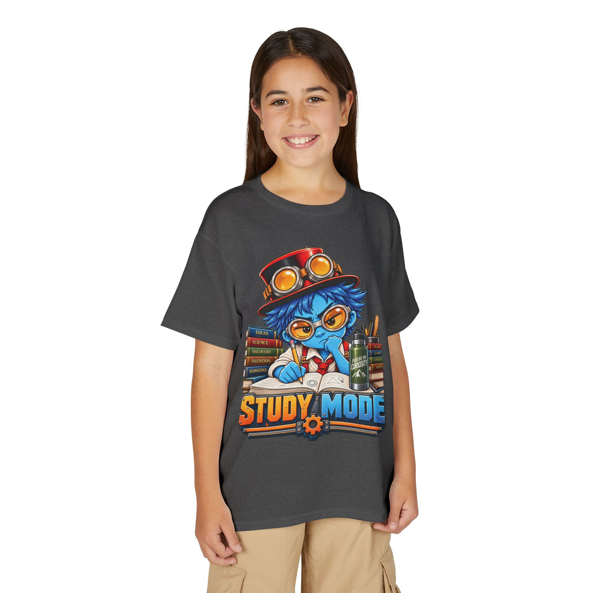 Youth "Study Mode" T-Shirt — Cute Steampunk Student Graphic Tee