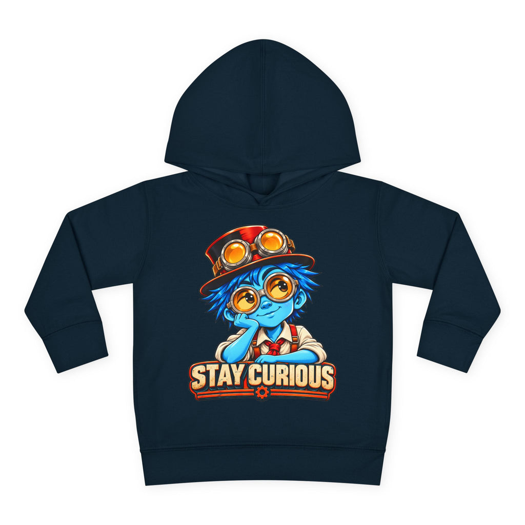 Toddler Hoodie — "Stay Curious" Blue Explorer Pullover