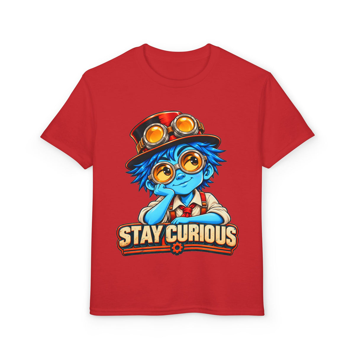 Stay Curious Kids T‑Shirt — Cute Steampunk Explorer Youth Tee