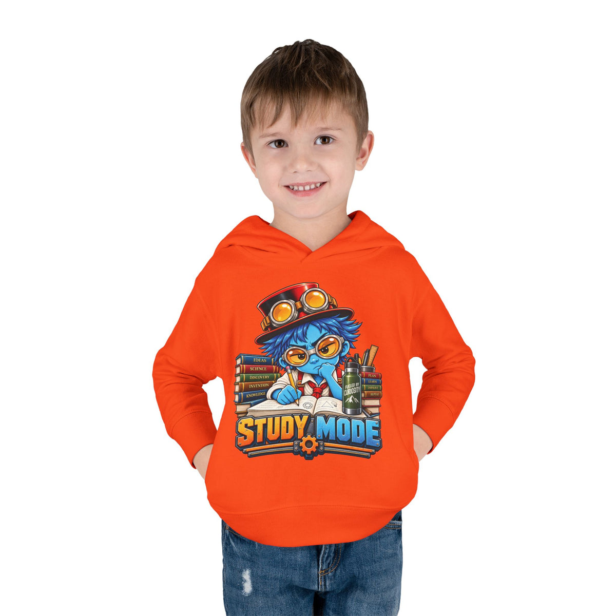 Toddler Hoodie - 'Study Mode' Cute Steampunk Student Graphic Pullover