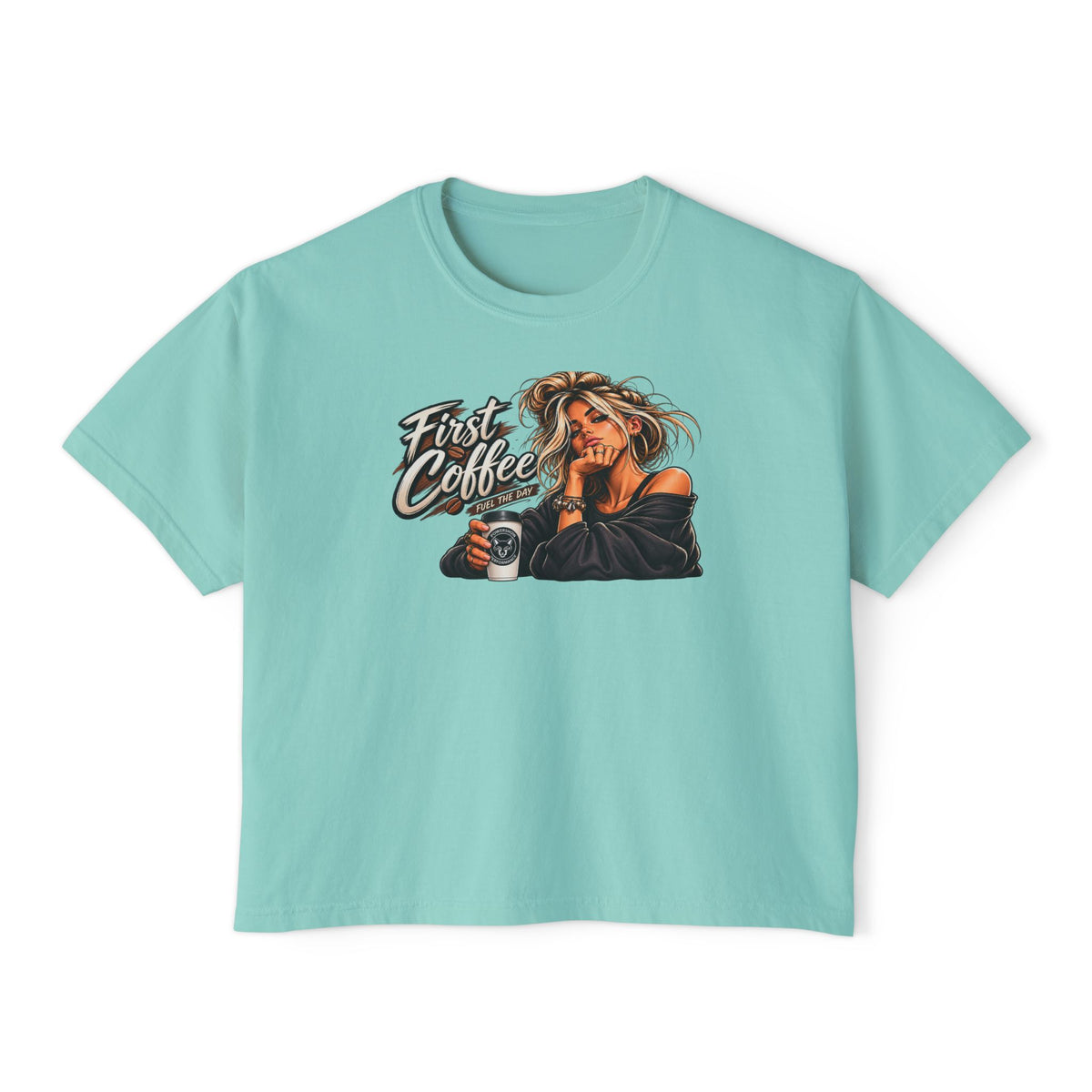 First Coffee Graphic Tee — Women's Boxy Tee