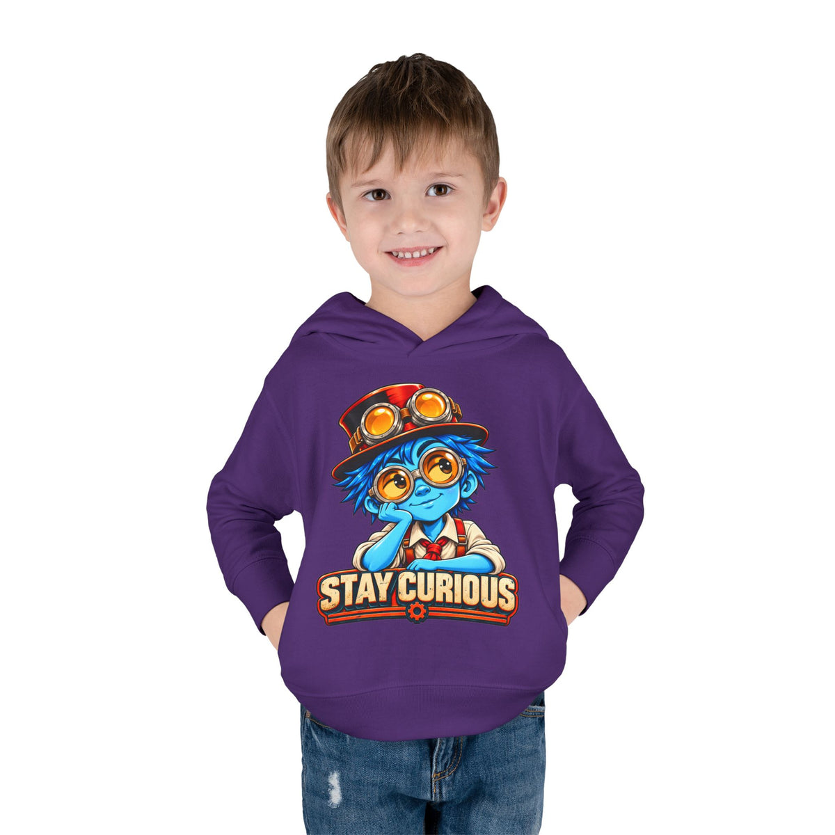 Toddler Hoodie — "Stay Curious" Blue Explorer Pullover