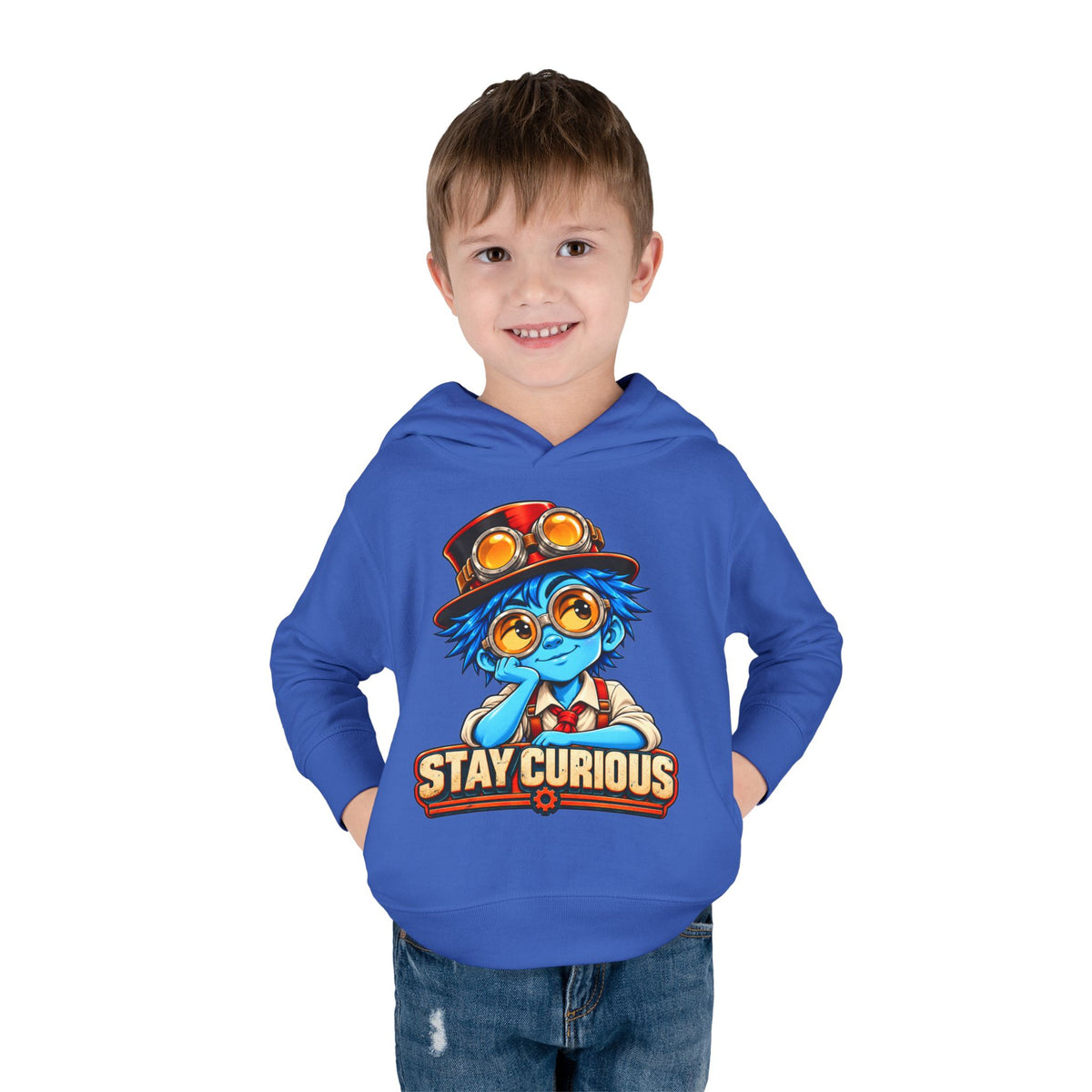 Toddler Hoodie — "Stay Curious" Blue Explorer Pullover