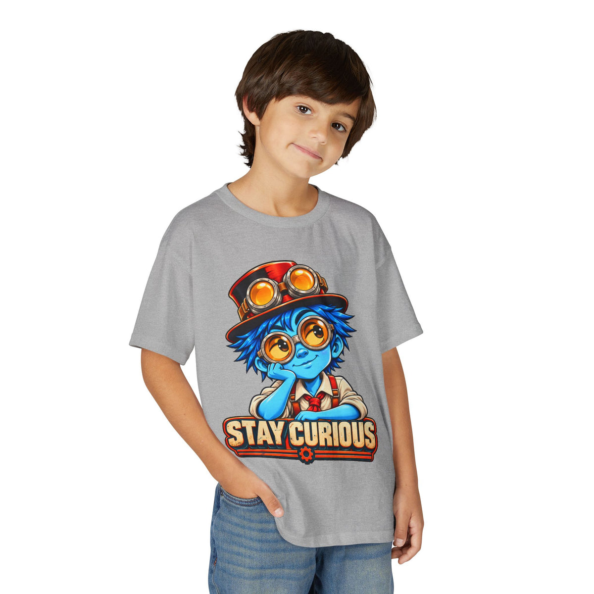Stay Curious Kids T‑Shirt — Cute Steampunk Explorer Youth Tee