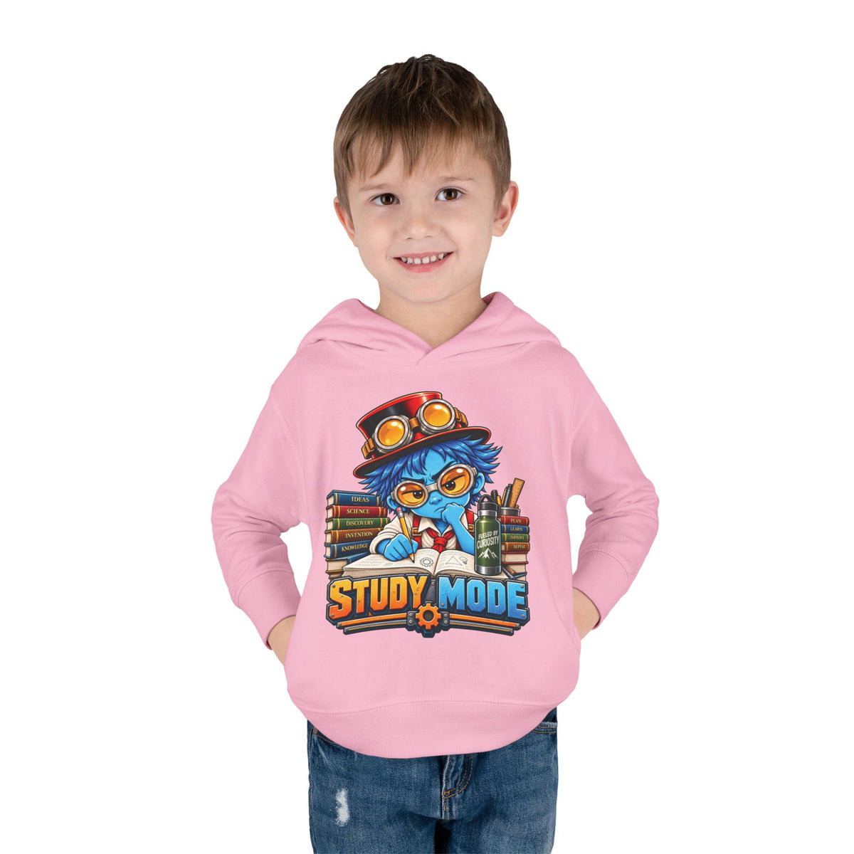 Toddler Hoodie - 'Study Mode' Cute Steampunk Student Graphic Pullover
