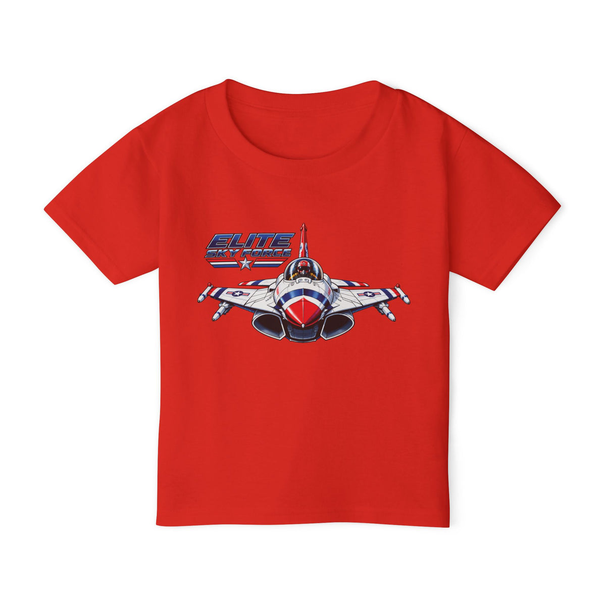 Toddler T‑Shirt — Vintage Jet Fighter Graphic (Patriotic Red, White & Blue)
