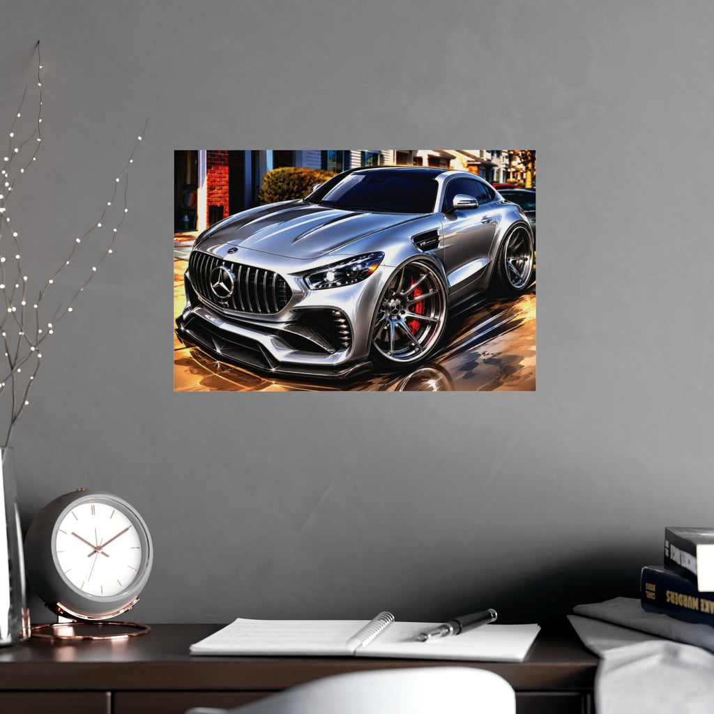 Silver Mercedes-AMG GT Street Performance Coupe | Premium Automotive Art