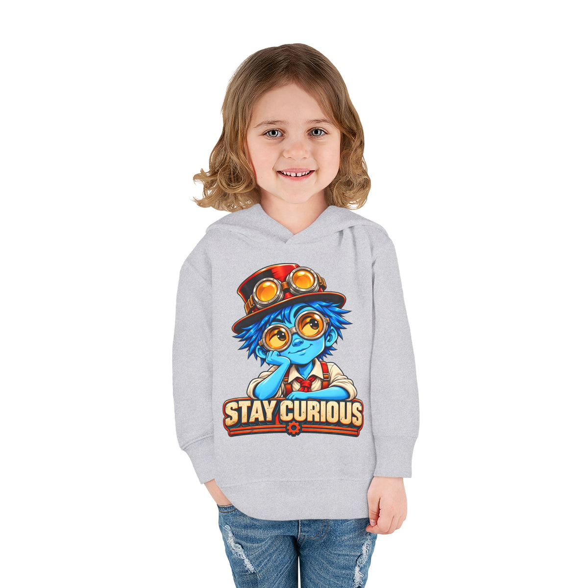 Toddler Hoodie — "Stay Curious" Blue Explorer Pullover