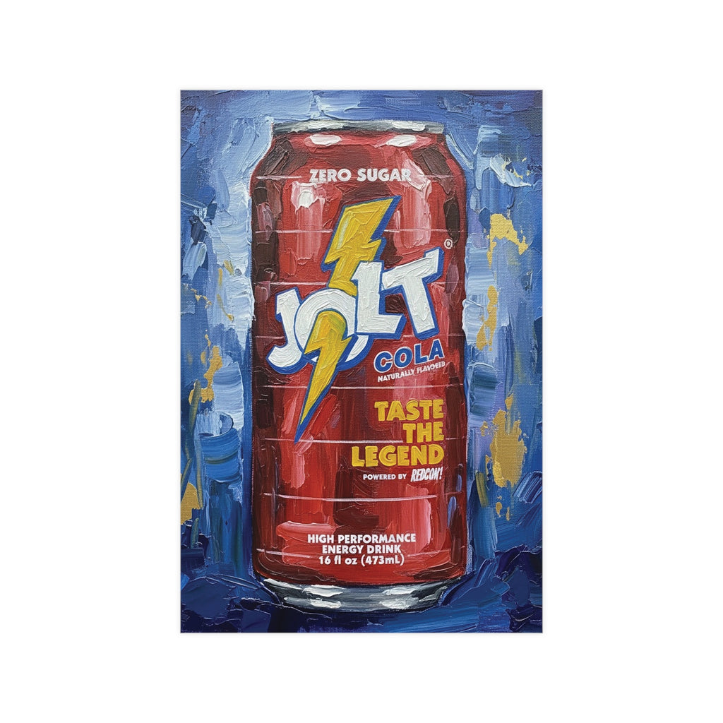 Jolt Cola Electric Pop Art | Bold Red Can on Textured Blue