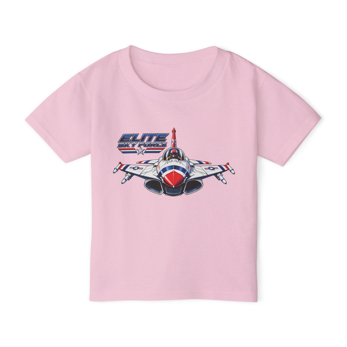 Toddler T‑Shirt — Vintage Jet Fighter Graphic (Patriotic Red, White & Blue)