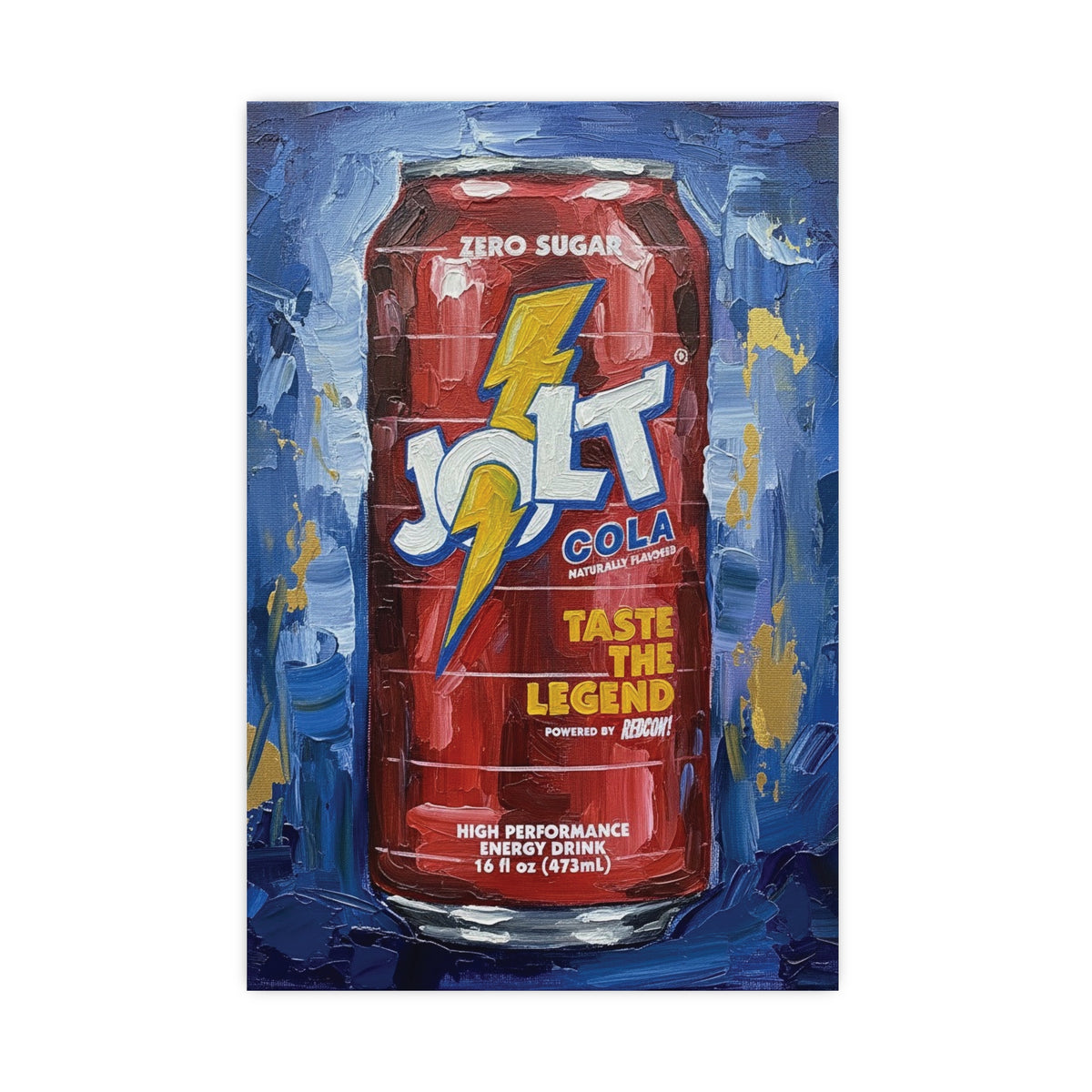 Jolt Cola Electric Pop Art | Bold Red Can on Textured Blue