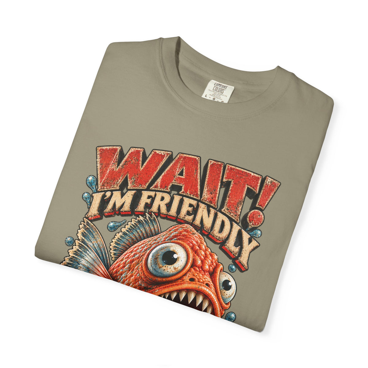 Wait I'm Friendly Fish Tee - Vintage Piranha Graphic T-Shirt