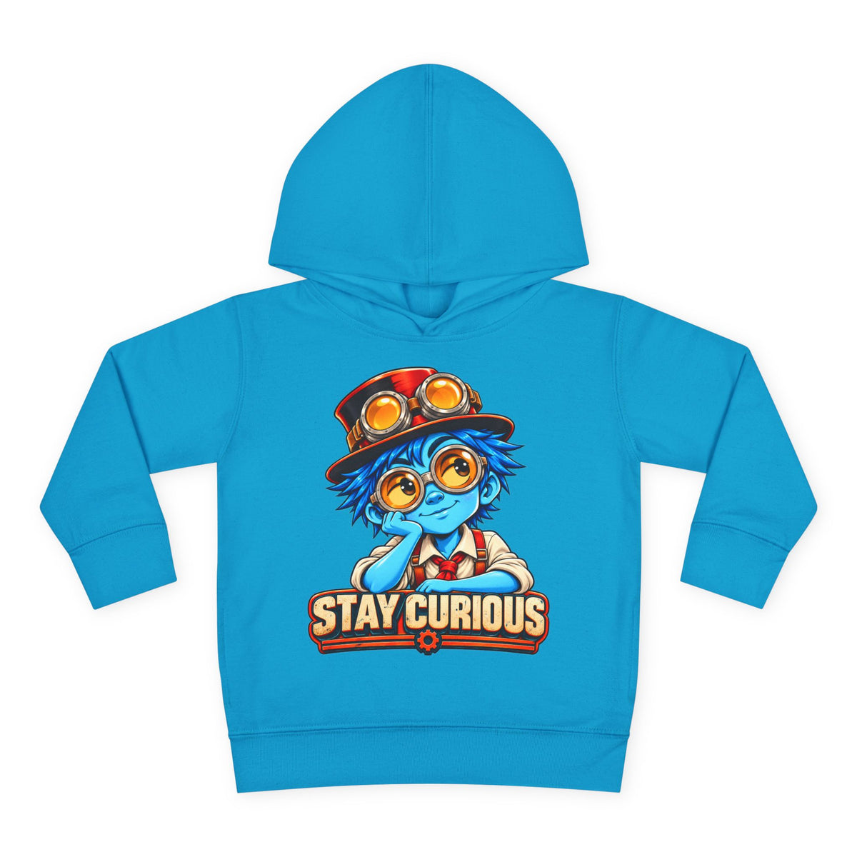 Toddler Hoodie — "Stay Curious" Blue Explorer Pullover