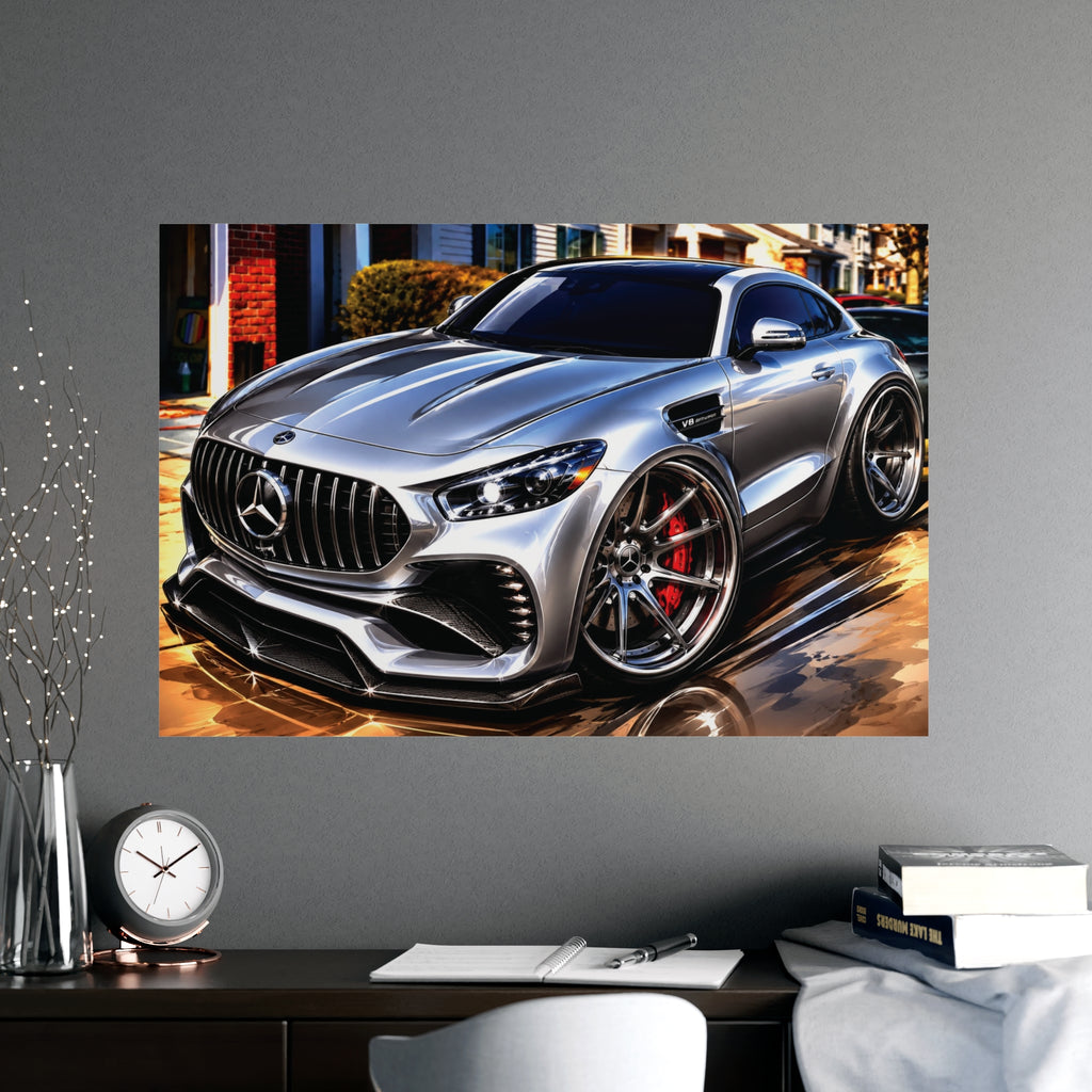 Silver Mercedes-AMG GT Street Performance Coupe | Premium Automotive Art