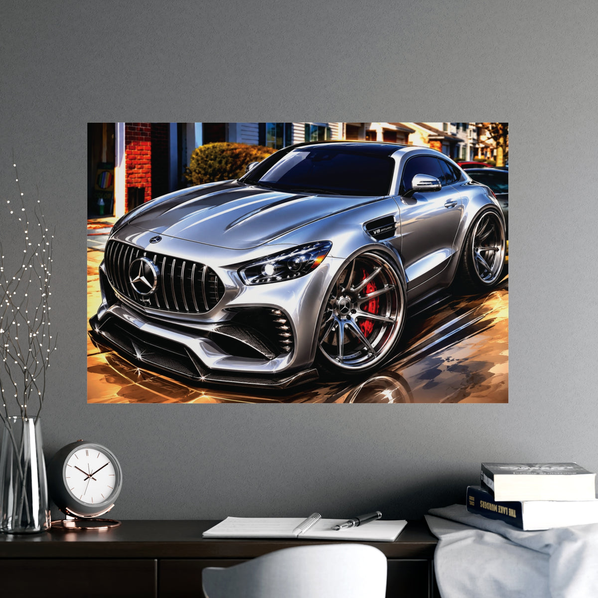 Silver Mercedes-AMG GT Street Performance Coupe | Premium Automotive Art