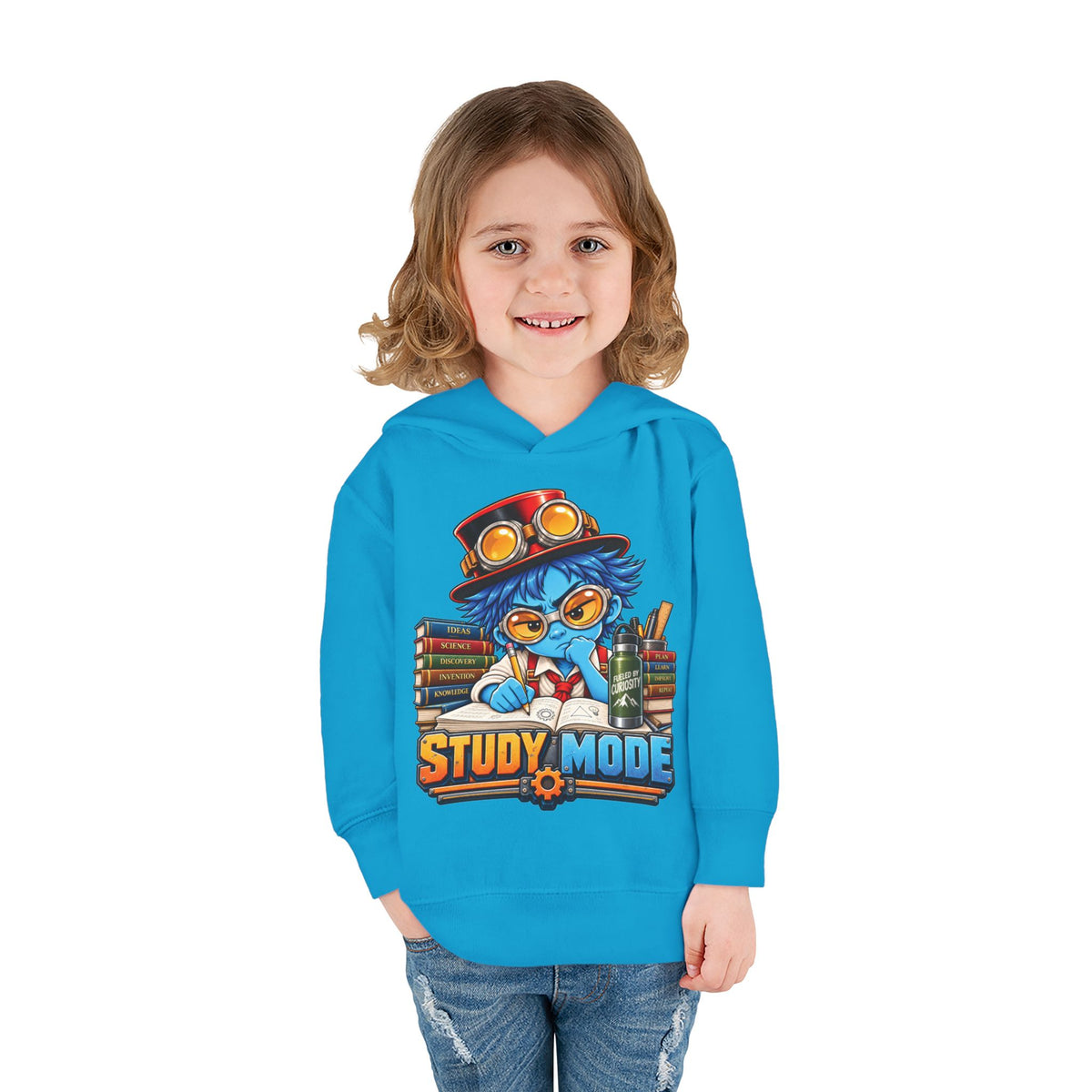 Toddler Hoodie - 'Study Mode' Cute Steampunk Student Graphic Pullover