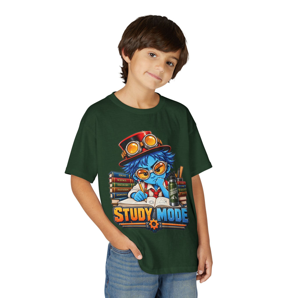 Youth "Study Mode" T-Shirt — Cute Steampunk Student Graphic Tee