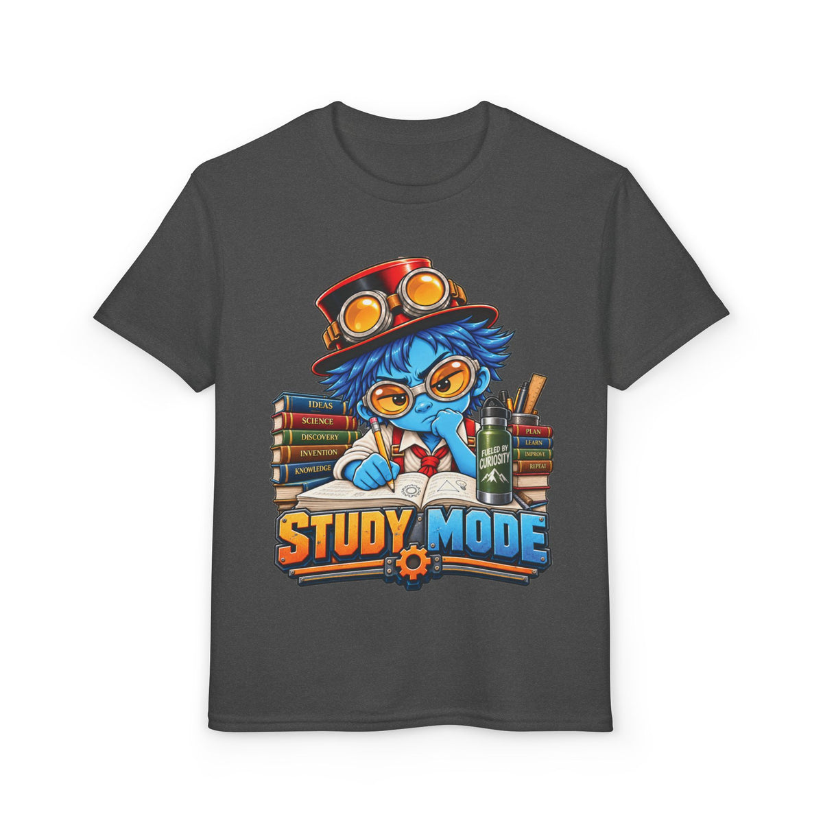 Youth "Study Mode" T-Shirt — Cute Steampunk Student Graphic Tee