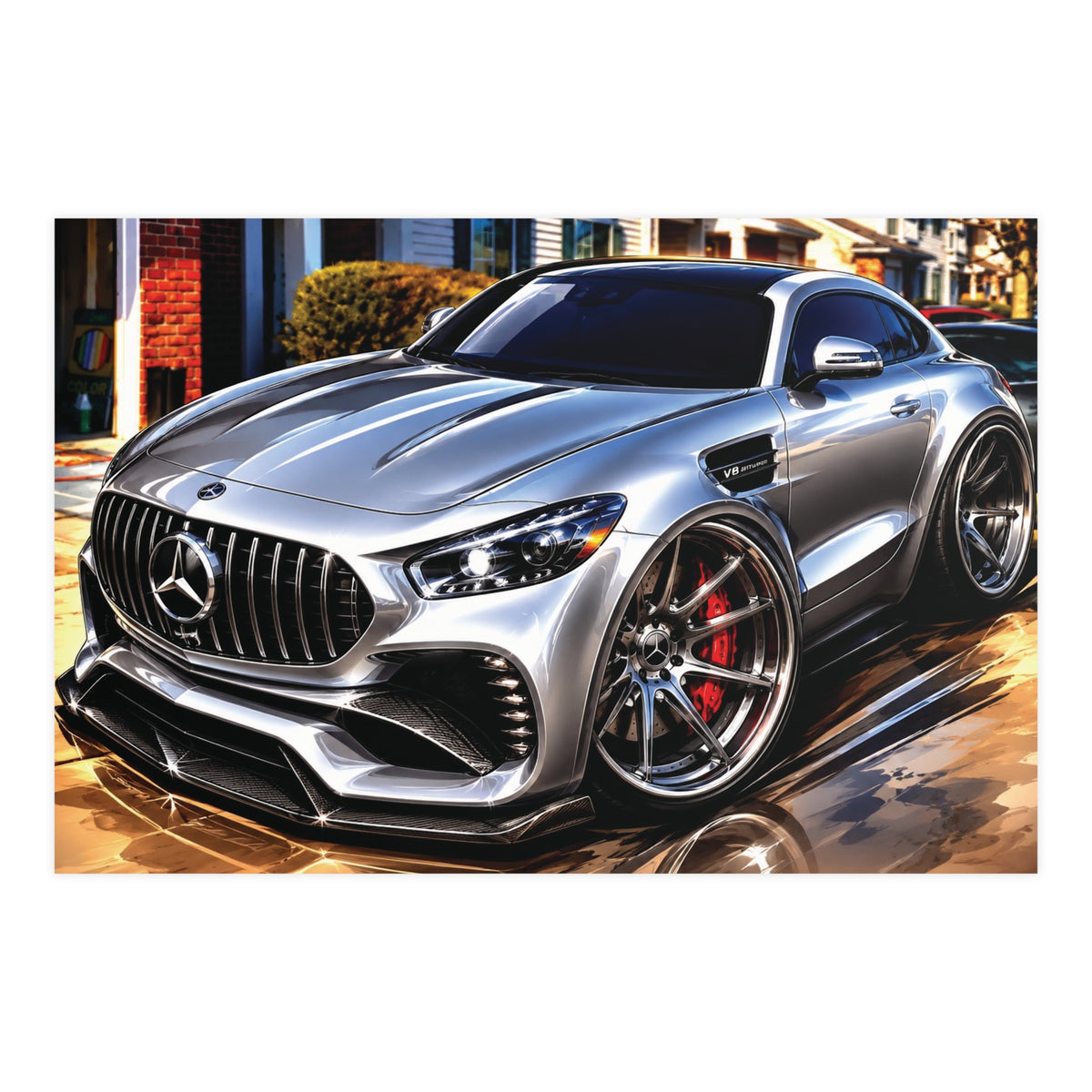 Silver Mercedes-AMG GT Street Performance Coupe | Premium Automotive Art
