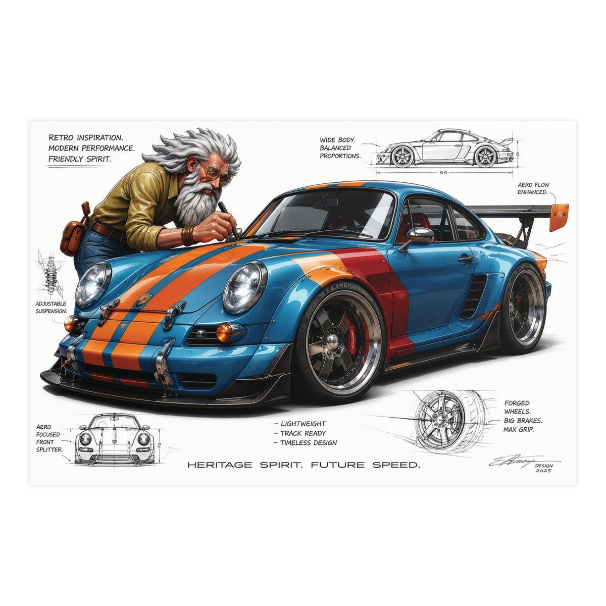 Heritage Spirit: Retro Widebody Performance Coupe Automotive Concept Art