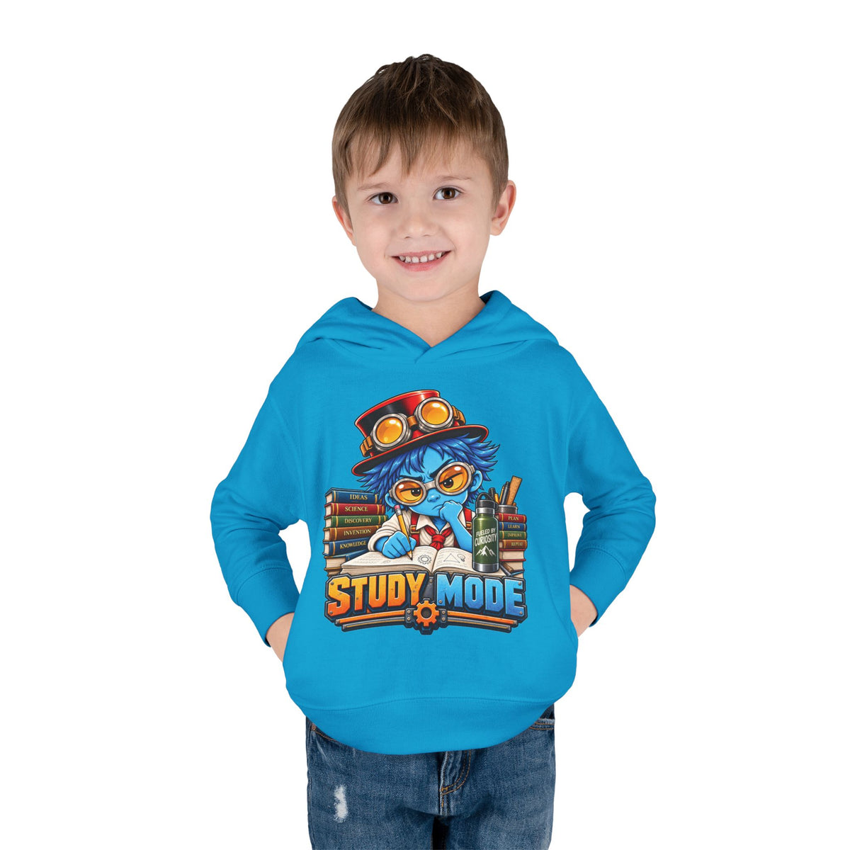 Toddler Hoodie - 'Study Mode' Cute Steampunk Student Graphic Pullover
