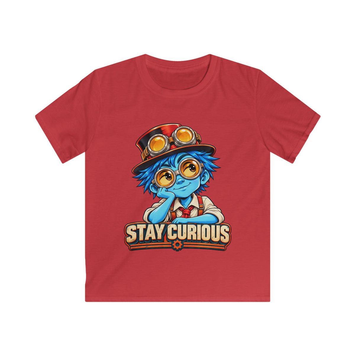 Kids Tee — "Stay Curious" Steampunk Explorer Graphic