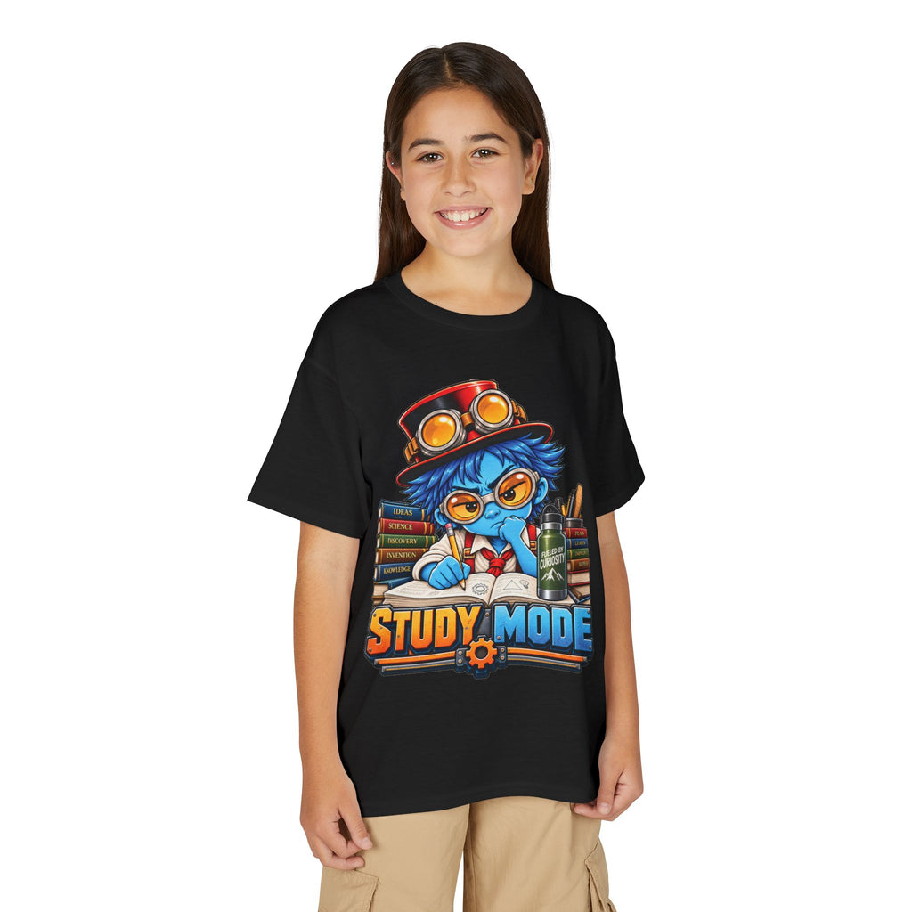 Youth "Study Mode" T-Shirt — Cute Steampunk Student Graphic Tee