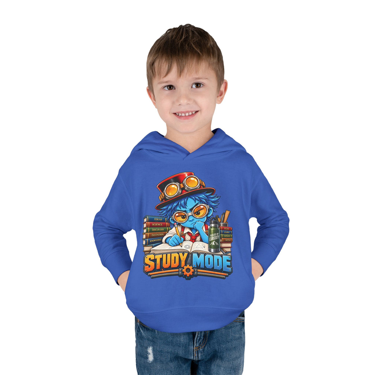Toddler Hoodie - 'Study Mode' Cute Steampunk Student Graphic Pullover