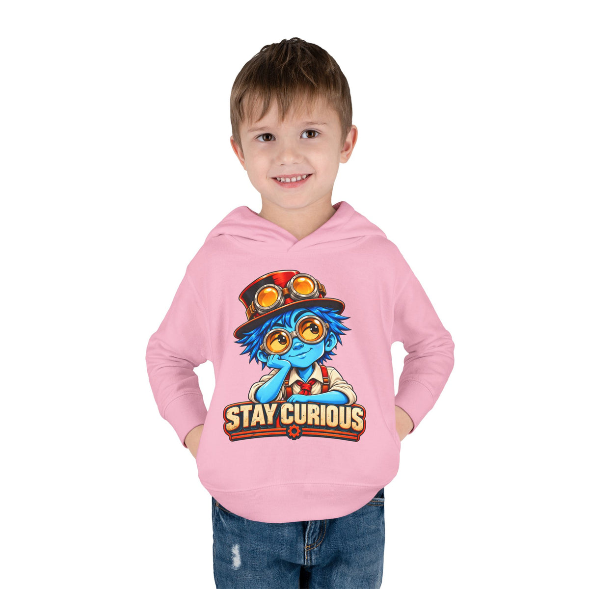Toddler Hoodie — "Stay Curious" Blue Explorer Pullover