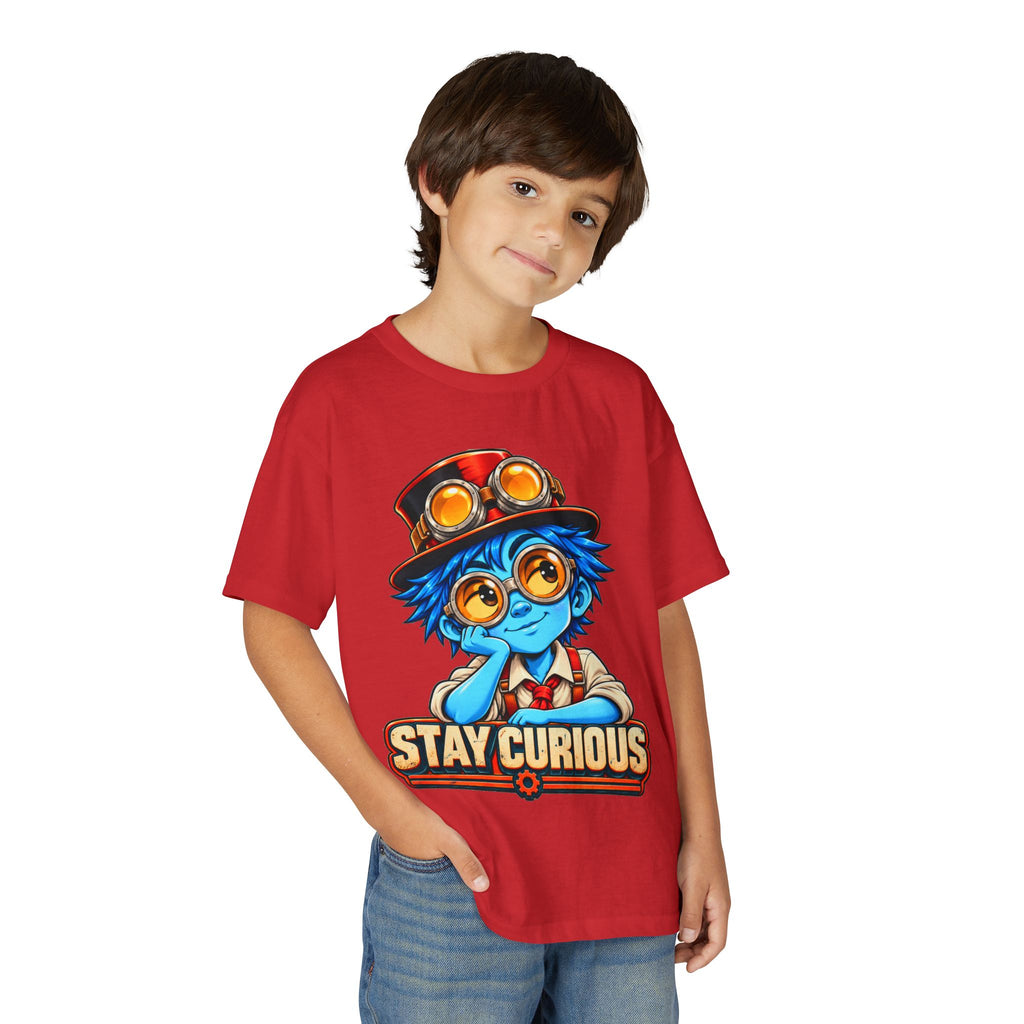 Stay Curious Kids T‑Shirt — Cute Steampunk Explorer Youth Tee