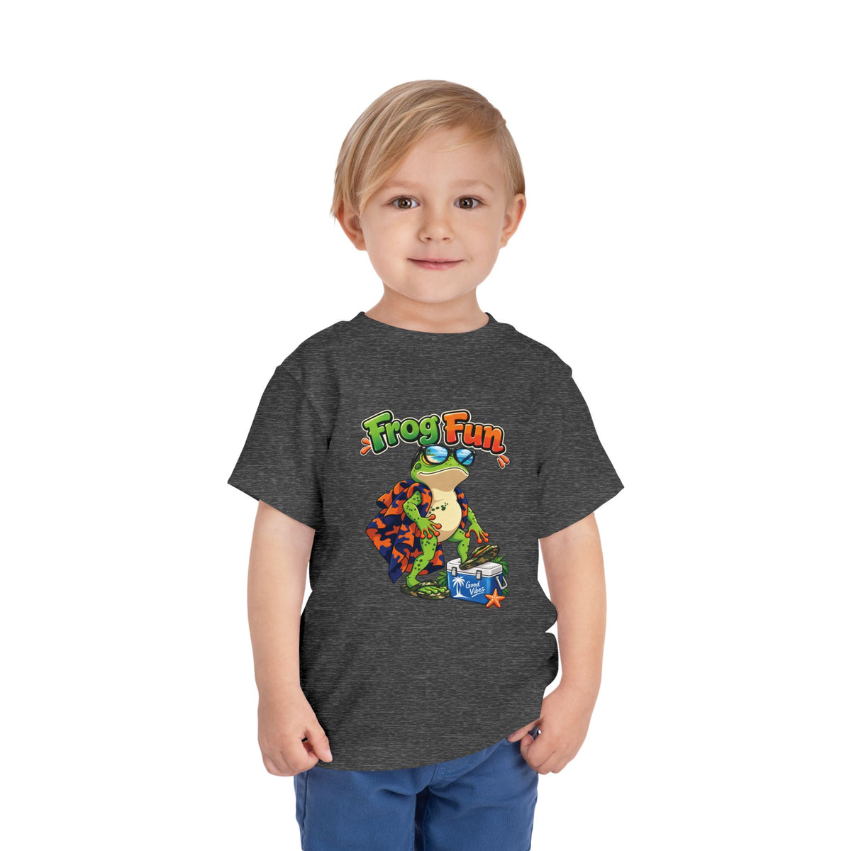 Toddler Tee - 'Frog Fun' Cute Vacation Frog Beach Shirt for Kids