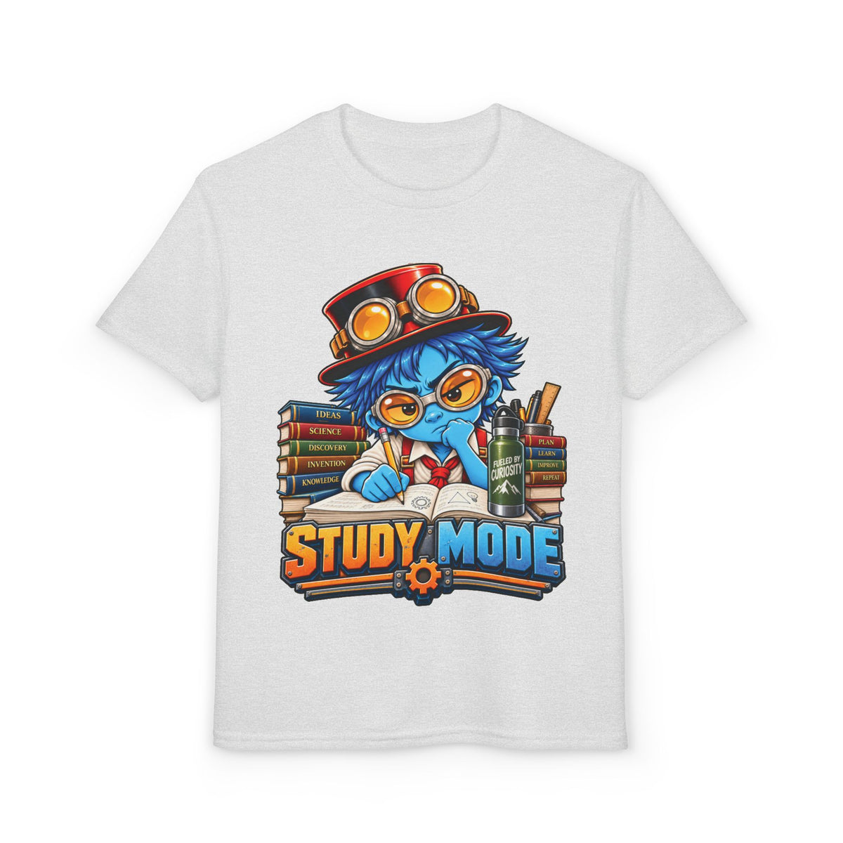 Youth "Study Mode" T-Shirt — Cute Steampunk Student Graphic Tee